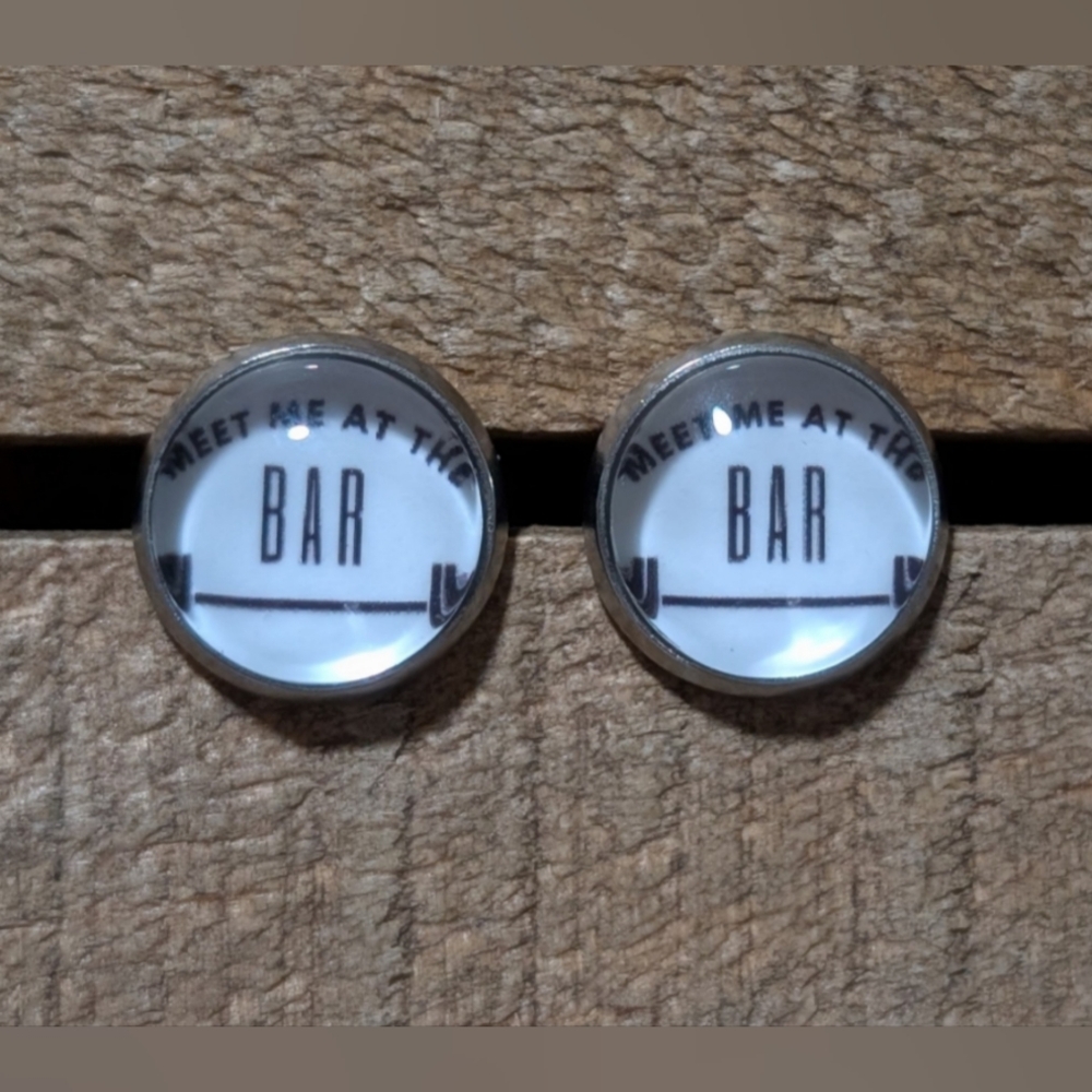 💟 Meet Me At The Bar Gym Motivation Handmade Stud Earrings